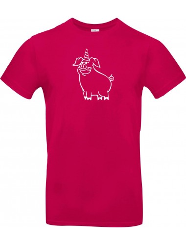 T-Shirt lustige Tiere Einhornschwein, Einhorn, Schwein, Ferkel  pink, L