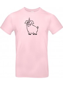 T-Shirt lustige Tiere Einhornschwein, Einhorn, Schwein, Ferkel  rosa, L