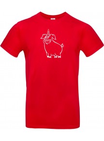 T-Shirt lustige Tiere Einhornschwein, Einhorn, Schwein, Ferkel  rot, L