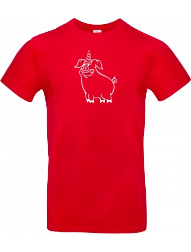 T-Shirt lustige Tiere Einhornschwein, Einhorn, Schwein, Ferkel  rot, L