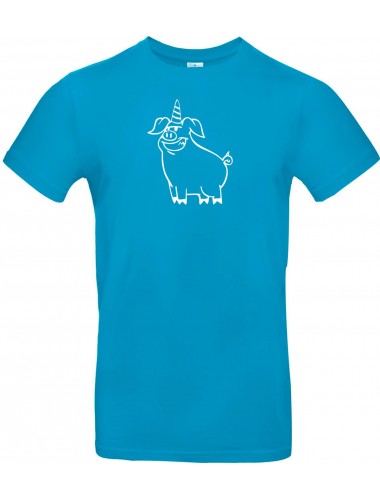 T-Shirt lustige Tiere Einhornschwein, Einhorn, Schwein, Ferkel  türkis, L