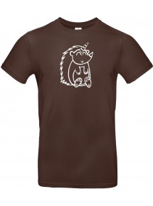 T-Shirt lustige Tiere Einhornigel, Einhorn, Igel  braun, L