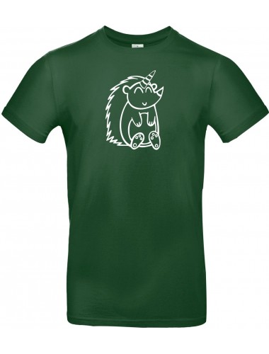 T-Shirt lustige Tiere Einhornigel, Einhorn, Igel  grün, L