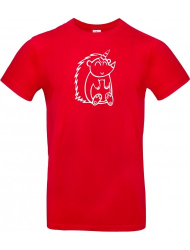 T-Shirt lustige Tiere Einhornigel, Einhorn, Igel  rot, L