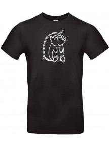 T-Shirt lustige Tiere Einhornigel, Einhorn, Igel  schwarz, L