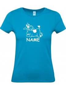 Lady T-Shirt lustige Tiere mit Wunschnamen Einhornkuh, Einhorn, Kuh ,