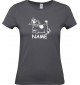 Lady T-Shirt lustige Tiere mit Wunschnamen Einhornkuh, Einhorn, Kuh , grau, L