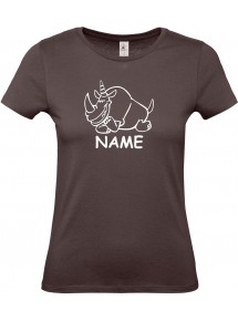 Lady T-Shirt lustige Tiere mit Wunschnamen Einhornnashorn, Einhorn, Nashorn,