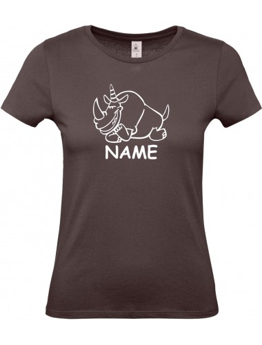 Lady T-Shirt lustige Tiere mit Wunschnamen Einhornnashorn, Einhorn, Nashorn,