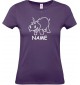 Lady T-Shirt lustige Tiere mit Wunschnamen Einhornnilpferd, Einhorn, Nilpferd,