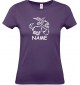 Lady T-Shirt lustige Tiere mit Wunschnamen Einhornziege, Einhorn, Ziege, lila, L
