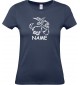 Lady T-Shirt lustige Tiere mit Wunschnamen Einhornziege, Einhorn, Ziege, navy, L