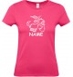Lady T-Shirt lustige Tiere mit Wunschnamen Einhornziege, Einhorn, Ziege, pink, L