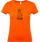 Lady T-Shirt lustige Tiere mit Wunschnamen Einhornkatze, Einhorn, Katze, orange, L