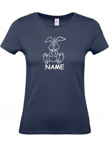Lady T-Shirt lustige Tiere mit Wunschnamen Einhornhase, Einhorn, Hase,