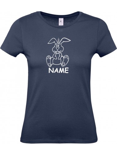 Lady T-Shirt lustige Tiere mit Wunschnamen Einhornhase, Einhorn, Hase,