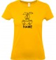 Lady T-Shirt lustige Tiere mit Wunschnamen Einhornhase, Einhorn, Hase, gelb, L