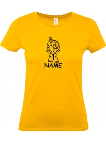 Lady T-Shirt lustige Tiere mit Wunschnamen Einhornschildkröte, Einhorn, Schildkröte  gelb, L