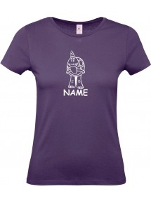 Lady T-Shirt lustige Tiere mit Wunschnamen Einhornschildkröte, Einhorn, Schildkröte  lila, L