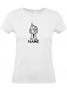 Lady T-Shirt lustige Tiere mit Wunschnamen Einhornschildkröte, Einhorn, Schildkröte  weiss, L
