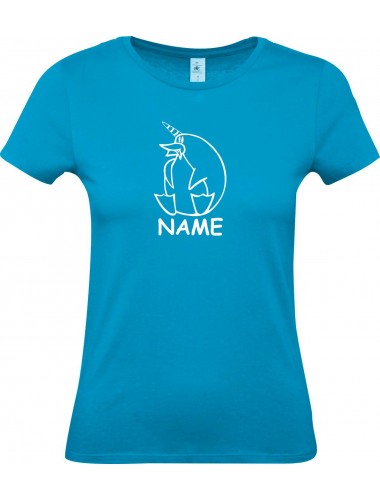 Lady T-Shirt lustige Tiere mit Wunschnamen Einhornpinguin, Einhorn, Pinguin