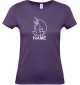 Lady T-Shirt lustige Tiere mit Wunschnamen Einhornpinguin, Einhorn, Pinguin lila, L