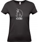 Lady T-Shirt lustige Tiere mit Wunschnamen Einhornpinguin, Einhorn, Pinguin schwarz, L