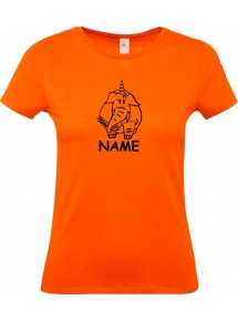 Lady T-Shirt lustige Tiere mit Wunschnamen Einhornelefant, Einhorn, Elefant orange, L