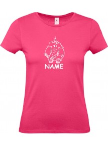 Lady T-Shirt lustige Tiere mit Wunschnamen Einhornelefant, Einhorn, Elefant pink, L