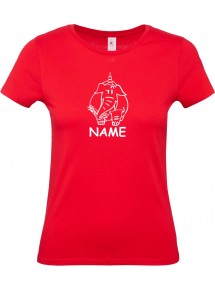 Lady T-Shirt lustige Tiere mit Wunschnamen Einhornelefant, Einhorn, Elefant rot, L