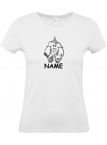 Lady T-Shirt lustige Tiere mit Wunschnamen Einhornelefant, Einhorn, Elefant weiss, L