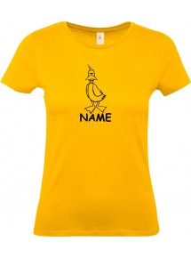 Lady T-Shirt lustige Tiere mit Wunschnamen Einhornente, Einhorn, Ente, gelb, L