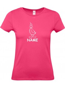 Lady T-Shirt lustige Tiere mit Wunschnamen Einhornente, Einhorn, Ente, pink, L