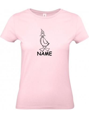 Lady T-Shirt lustige Tiere mit Wunschnamen Einhornente, Einhorn, Ente, rosa, L