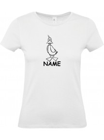 Lady T-Shirt lustige Tiere mit Wunschnamen Einhornente, Einhorn, Ente, weiss, L