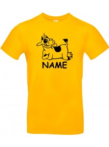T-Shirt lustige Tiere mit Wunschnamen Einhornkuh, Einhorn, Kuh  gelb, L