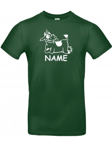 T-Shirt lustige Tiere mit Wunschnamen Einhornkuh, Einhorn, Kuh  grün, L