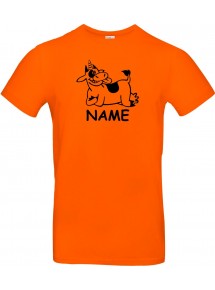 T-Shirt lustige Tiere mit Wunschnamen Einhornkuh, Einhorn, Kuh  orange, L