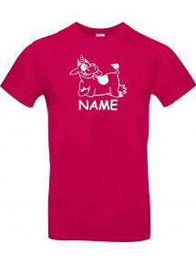 T-Shirt lustige Tiere mit Wunschnamen Einhornkuh, Einhorn, Kuh  pink, L