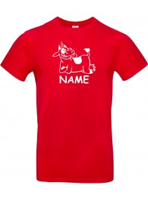 T-Shirt lustige Tiere mit Wunschnamen Einhornkuh, Einhorn, Kuh  rot, L