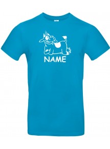 T-Shirt lustige Tiere mit Wunschnamen Einhornkuh, Einhorn, Kuh  türkis, L