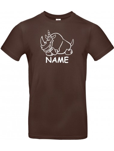 T-Shirt lustige Tiere mit Wunschnamen Einhornnashorn, Einhorn, Nashorn  braun, L