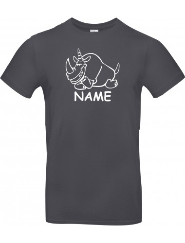 T-Shirt lustige Tiere mit Wunschnamen Einhornnashorn, Einhorn, Nashorn  grau, L