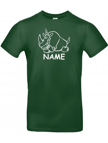 T-Shirt lustige Tiere mit Wunschnamen Einhornnashorn, Einhorn, Nashorn  grün, L