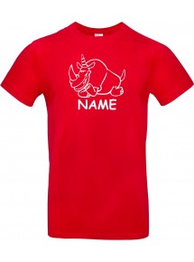T-Shirt lustige Tiere mit Wunschnamen Einhornnashorn, Einhorn, Nashorn  rot, L