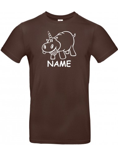 T-Shirt lustige Tiere mit Wunschnamen Einhornnilpferd, Einhorn, Nilpferd  braun, L