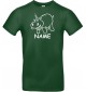 T-Shirt lustige Tiere mit Wunschnamen Einhornnilpferd, Einhorn, Nilpferd  grün, L