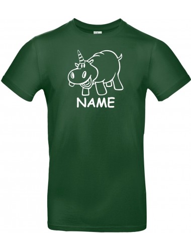T-Shirt lustige Tiere mit Wunschnamen Einhornnilpferd, Einhorn, Nilpferd  grün, L