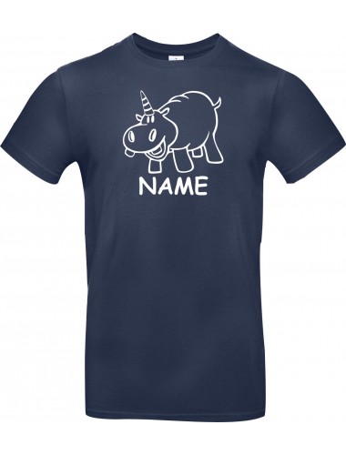 T-Shirt lustige Tiere mit Wunschnamen Einhornnilpferd, Einhorn, Nilpferd  navy, L