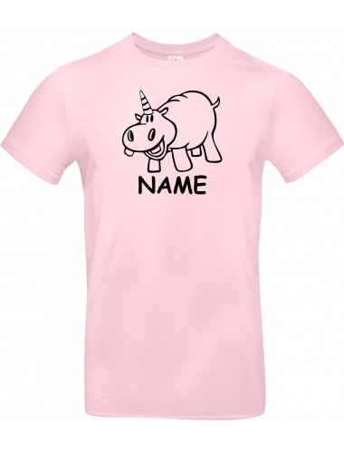 T-Shirt lustige Tiere mit Wunschnamen Einhornnilpferd, Einhorn, Nilpferd  rosa, L